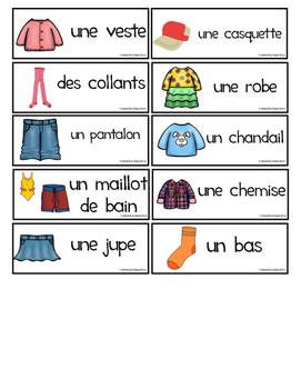 Je m'amuse en français: VOCABULAIRE: LES VÊTEMENTS - (Vocabulario:la ropa)