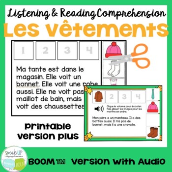 Les Vetements Sequence Comprehension Orale Lecture Francais Boom Cards