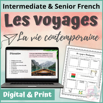 Preview of Les voyages - French Travel Lesson - la vie contemporaine | PPT | Google™ | PDF