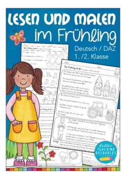 Preview of Lesen und Malen Deutsch / German OSTERN / Frühling spring Arbeitsblätter