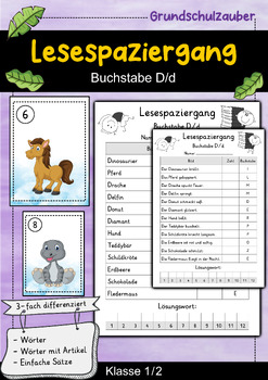 Preview of Lesespaziergang - Buchstabe D - Lesen lernen Buchstabeneinführung (German)