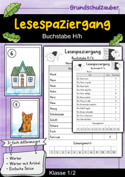 Preview of Lesespaziergang - Buchstabe H - Lesen lernen Buchstabeneinführung (German)