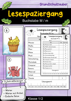 Preview of Lesespaziergang - Buchstabe M - Lesen lernen Buchstabeneinführung (German)