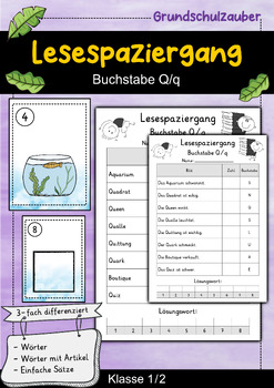 Preview of Lesespaziergang - Buchstabe Q - Lesen lernen Buchstabeneinführung (German)