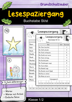 Preview of Lesespaziergang - Buchstabe St - Lesen lernen Buchstabeneinführung (German)