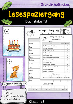 Preview of Lesespaziergang - Buchstabe T - Lesen lernen Buchstabeneinführung (German)