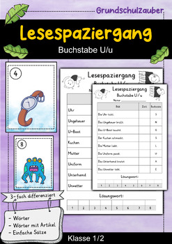 Preview of Lesespaziergang - Buchstabe U - Lesen lernen Buchstabeneinführung (German)