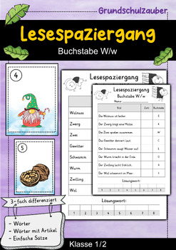 Preview of Lesespaziergang - Buchstabe W - Lesen lernen Buchstabeneinführung (German)