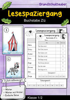 Preview of Lesespaziergang - Buchstabe Z - Lesen lernen Buchstabeneinführung (German)
