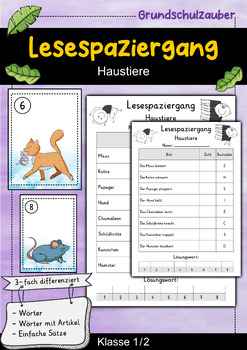 Preview of Lesespaziergang Haustiere - Lesen lernen (German)