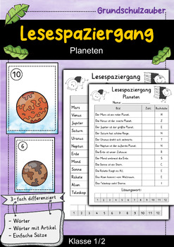 Preview of Lesespaziergang - Planeten - Lesen lernen (German)