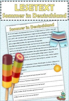 Preview of Lesetext "Sommer in Deutschland" | Deutsch | German | Sommer | Summer