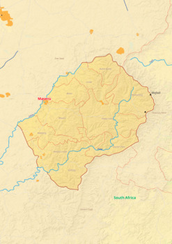 Preview of Lesotho map with cities township counties rivers roads labeled