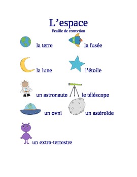 Preview of L'espace : game-flashcards-writing activity