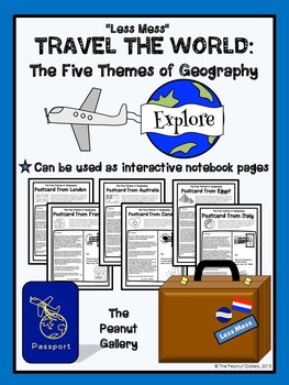 Preview of The Five Themes of Geography: Postcard Activities | Practice Pages | Worksheets