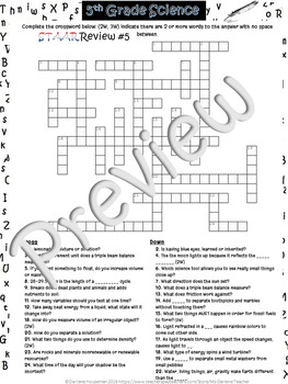 Preview of Less-Stress~5th Grade Science STAAR Review~CW Puzzle #5~NO PREP