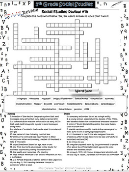 less stress 5th grade social studies staar review crossword puzzle 16 no prep