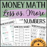 Less vs. More with Numbers | SPED Money Math | 3 Levels Wo