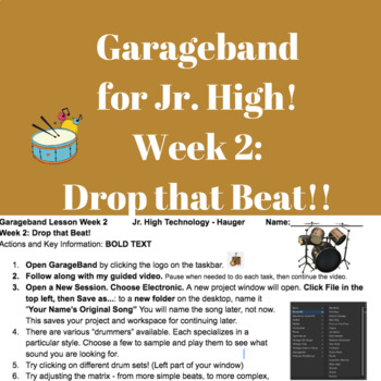Preview of Lesson 1&2 Making Music with Garageband Drop That Beat Jr High Technology Class