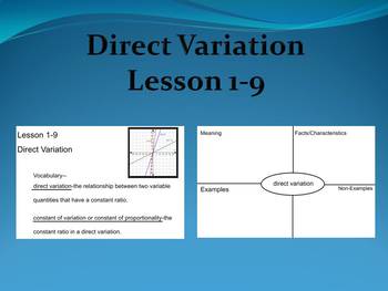 Preview of Direct Variation Lesson 1-9