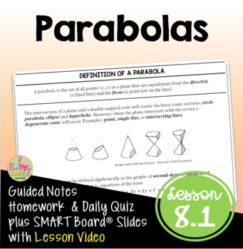 Preview of Parabolas with Lesson Video (Unit 8)