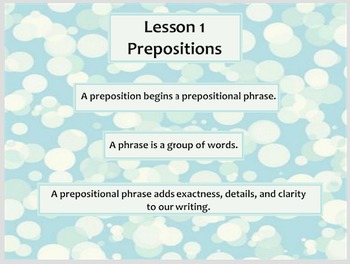 Preview of Lesson 1 Prepositions/Lesson 2 Object of Preposition