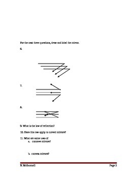 Lesson 10 Mirrors Review Worksheet by Naomi McDonnell TpT