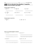 Lesson 2-2/2-3 - Solving Absolute Value Equations / Inequalities