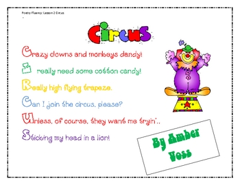 Lesson 2 Circus Acrostic Poetry Unit for Fluency by Mrs. Boss | TpT