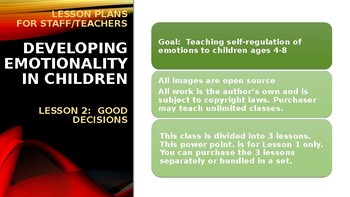 Preview of Social Skills:  Lesson Plan 2   Making Good Decisions - Self-Regulation ages 3-9