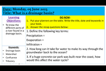 Preview of Lesson 2 - What is a drainage basin? | UK Teachers