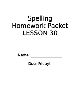 Preview of Lesson 30 Review StoryTown Spelling Packet Grade 2