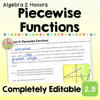 Preview of Piecewise Functions (Algebra 2 - Unit 2)