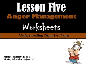 Preview of Lesson 5 - Anger Management Worksheets