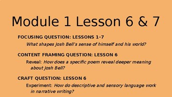 Preview of Lesson 6 & 7 Module 1 Wit and Wisdom: The Poetics and Power of Storytelling