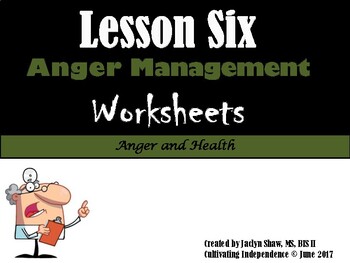 Preview of Lesson 6 - Anger Management Worksheets