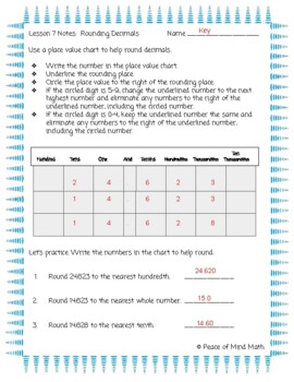 my homework lesson 7 compare decimals page 53