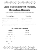 Lesson: 7th Grade Order of Operations with Fractions, Deci