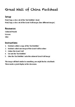 Preview of Lesson Activity: The Great Wall of China Factsheet