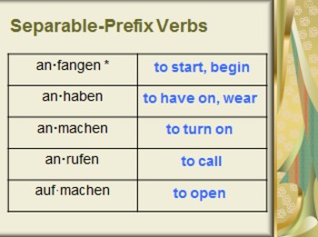 Preview of German 2: Separable Prefix Verbs Unit