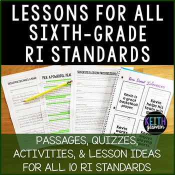 Preview of 6th Grade Lesson Bundle for All RI Standards (RI.6.1-RI.6.10)