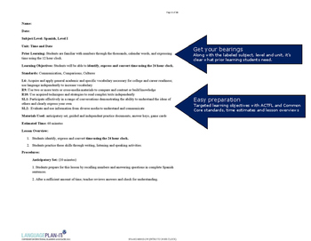 Preview of Lesson Diagram (LanguagePlan-it)