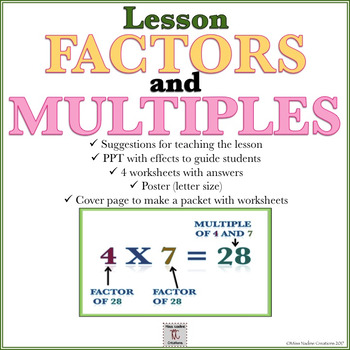 Preview of Lesson:Factors and Multiples- PPT, Handouts,Poster, teaching notes