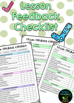 Preview of Lesson Feedback Checklist - Mentor Teachers or Supervisors