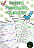 Lesson Feedback Checklist - Mentor Teachers or Supervisors