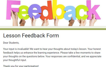 Preview of Lesson Feedback Form
