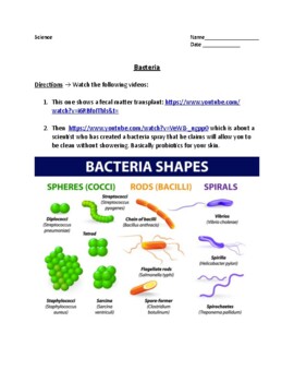 Preview of Lesson Guide and Writing Practice Biology Topic - Bacteria
