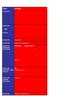 Preview of Lesson Layout Calendar