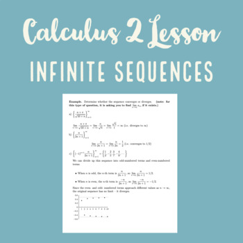 Preview of Infinite Sequences Lesson Notes For Integral Calculus ( Integral Calculus 2 )