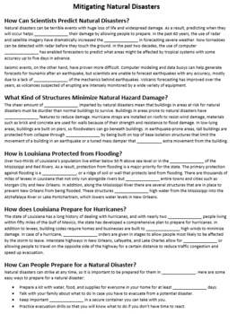 Preview of Lesson Notes--Natural Disaster Mitigation